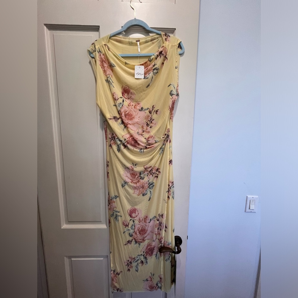 Free People Floral Yellow Sleeveless Dress